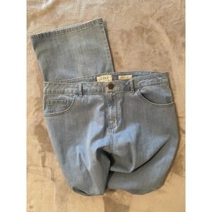 LOGO Lori Goldstein Jeans Womens 14 Faded Blue Bootcut‎ Lightweight Stretch Boho